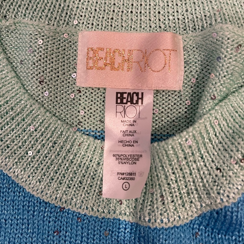 nwot Beach Riot rainbow multicolor Sequin Sweater large - Picture 5 of 7
